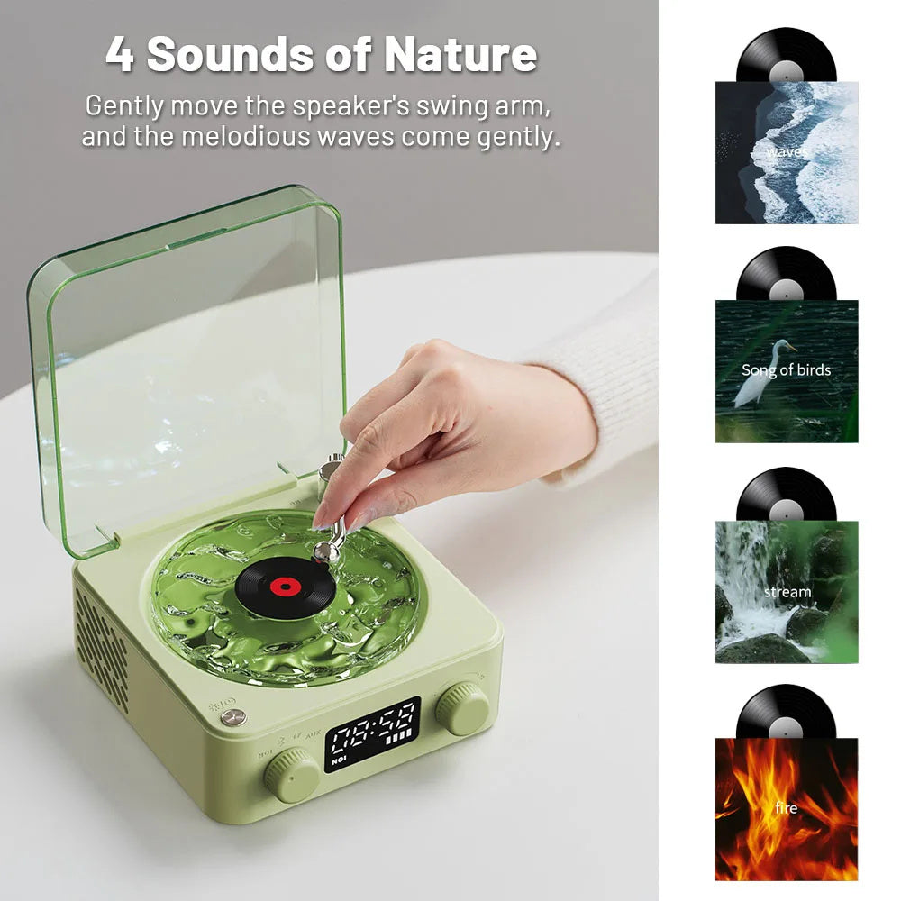 Waves Vinyl Player Bluetooth Speaker with White Noise