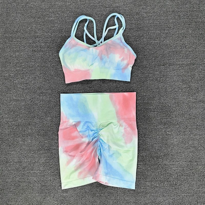 Tie-Dye Seamless Sports Set – 2PCS Crop Top & Short