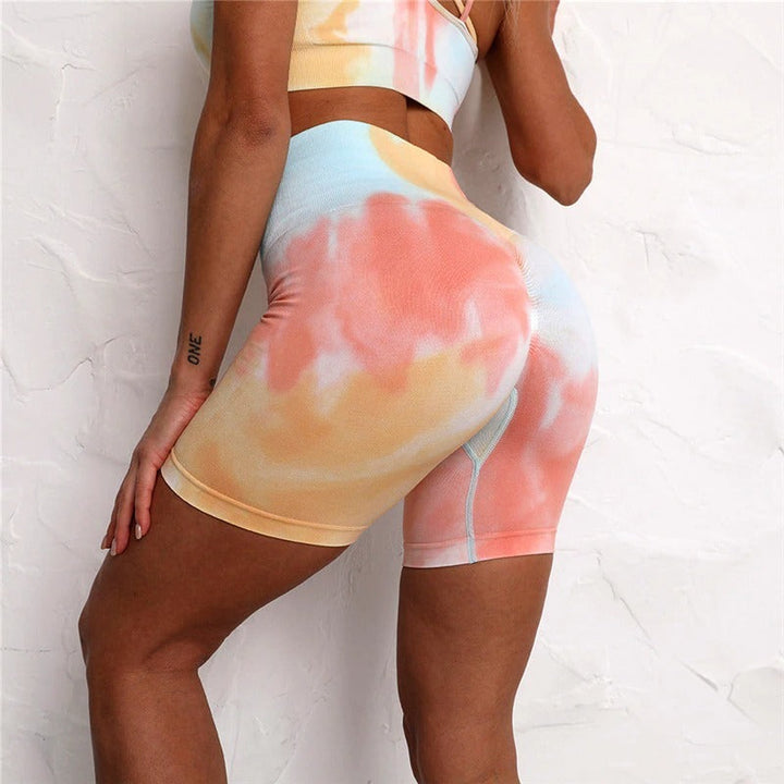 Tie-Dye Seamless Sports Set – 2PCS Crop Top & Short