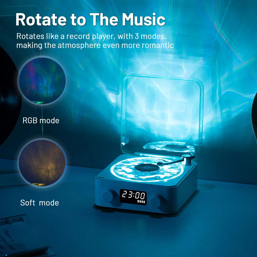 Waves Vinyl Player Bluetooth Speaker with White Noise