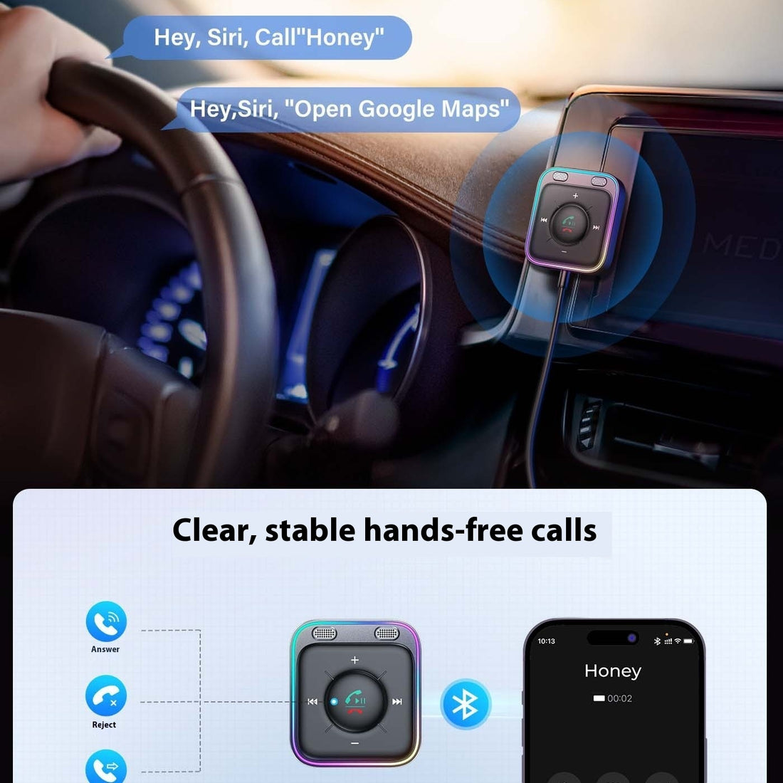 Bluetooth 5.4 Car Kit AUX Audio Receiver