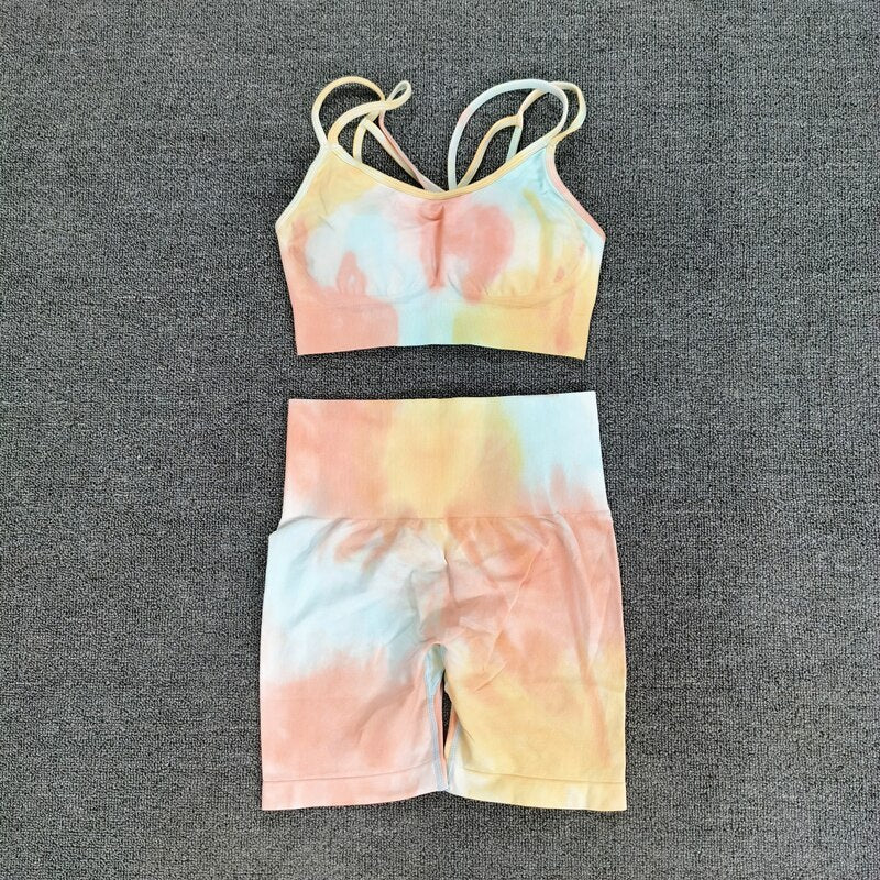 Tie-Dye Seamless Sports Set – 2PCS Crop Top & Short