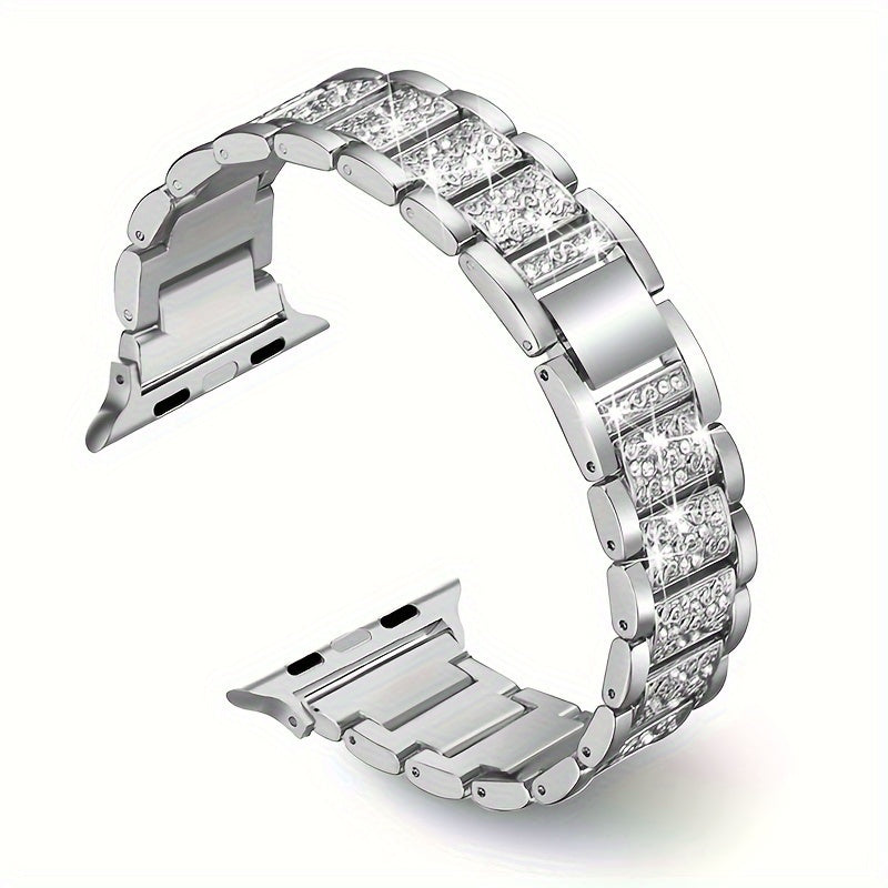 Metal Diamond-Encrusted Smartwatch Band