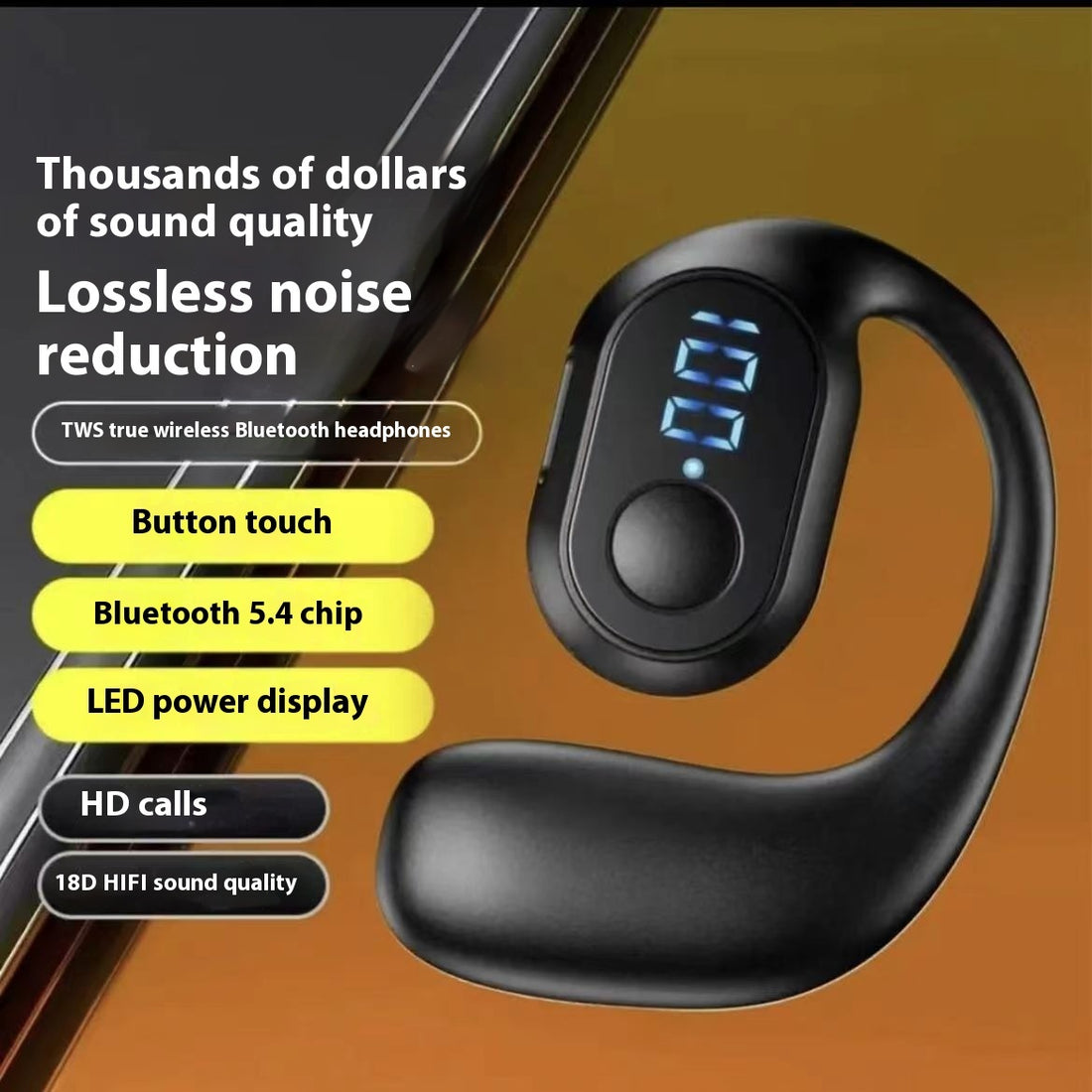 Wireless Ear-mounted Headset with Smart Digital Display